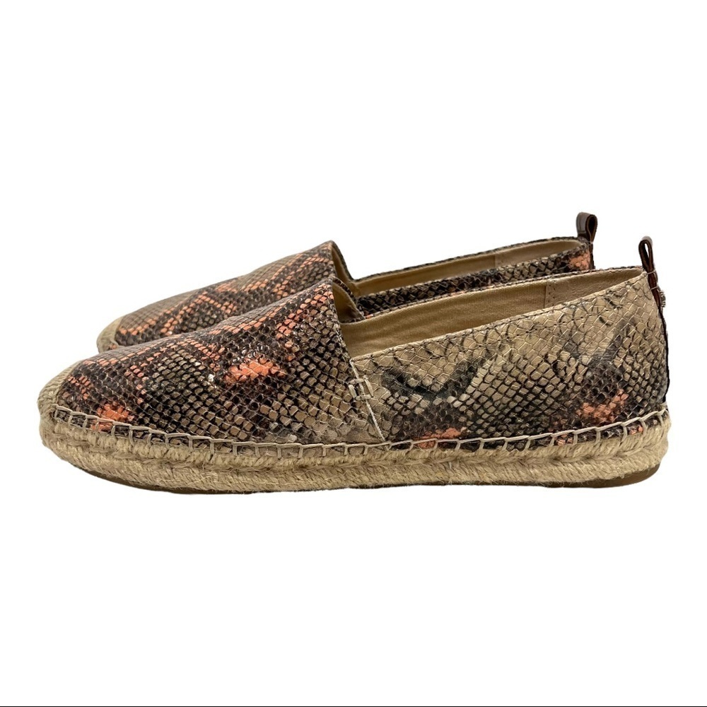 Sam Edelman Khloe Snake Print Leather Espadrille Slip On Flats